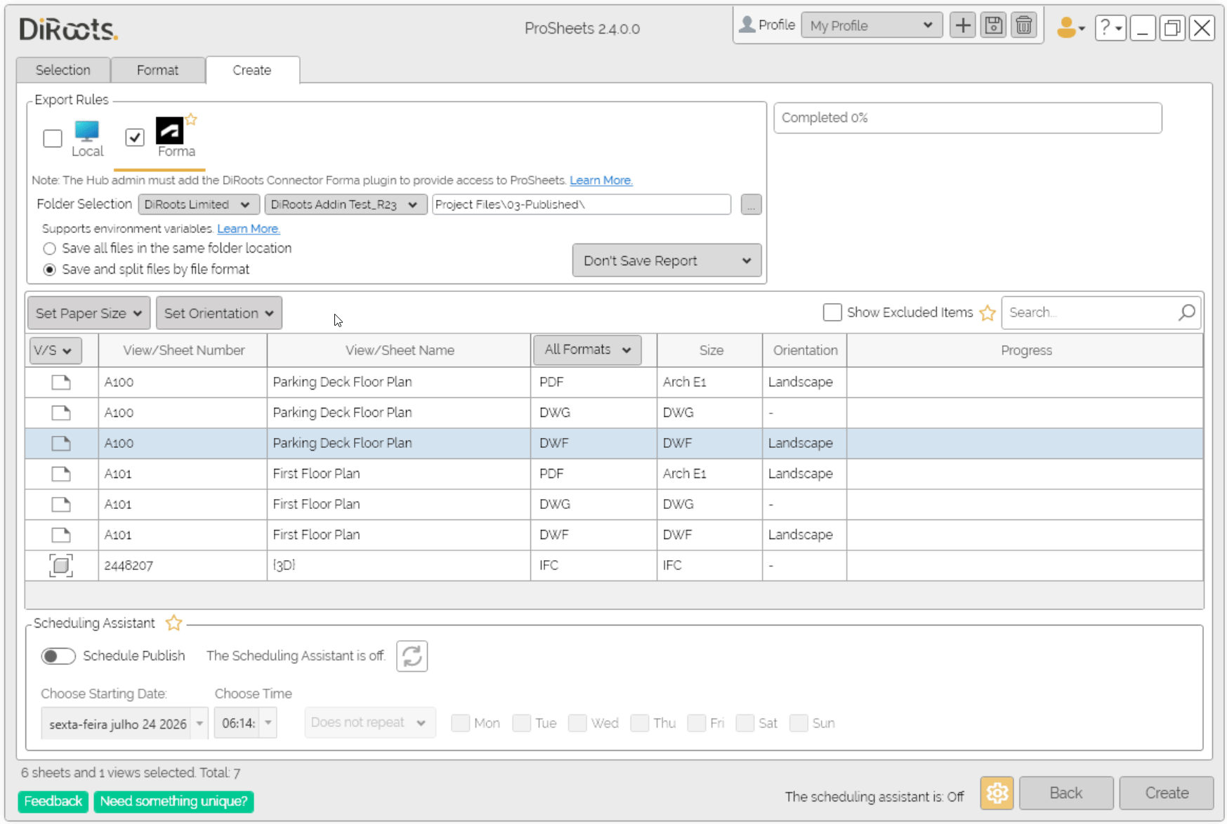 ProSheets filter views, sheets, and file formats