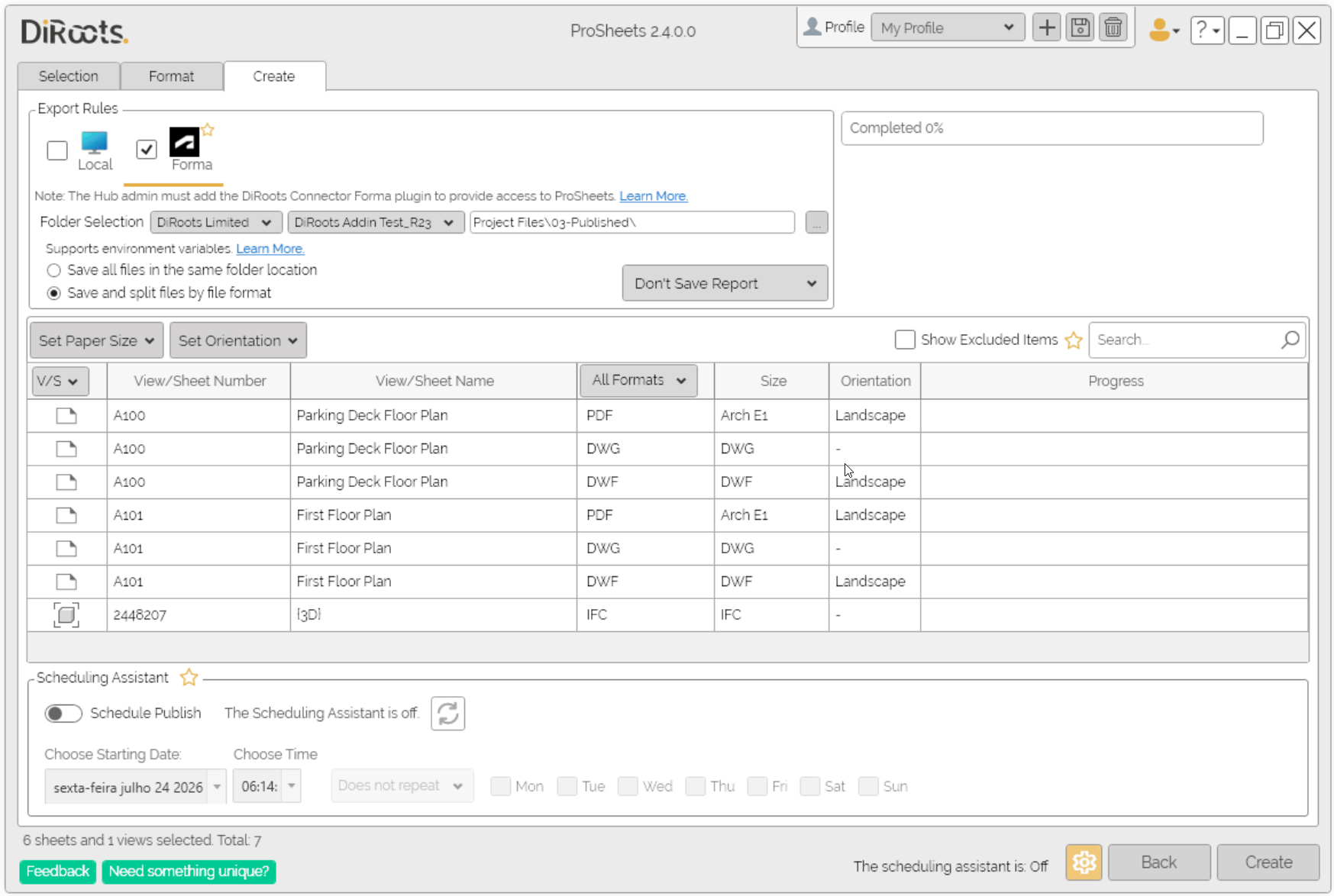 ProSheets show and restore excluded export items