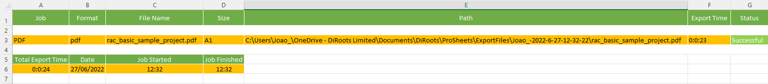ProSheets Revit Export Report in Excel